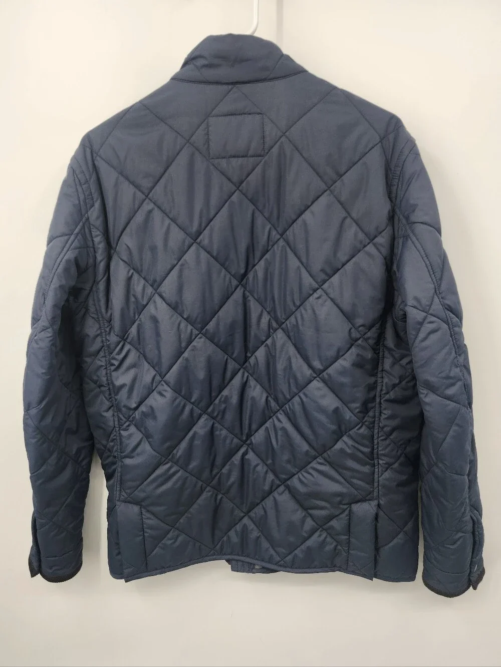 J.Crew Jacket Mens M Navy Diamond Quilted Barn Field Corduroy Collar Zip Snap